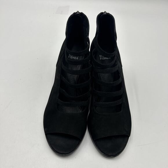 EILEEN FISHER James Strappy SAVY Sandal BOOT BLOCK BLACK NUBUCK 9.5 - Picture 3 of 11